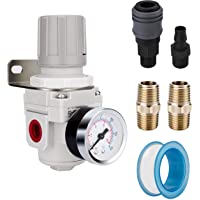NANPU 1-2&quot- BSP Regulador de Presión de Aire Comprimido - 10 bar de Acero Protegido Dial Manómetro- para Compresor de…